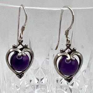 Didae 925 Amethyst Spinning Bead Heart Earrings